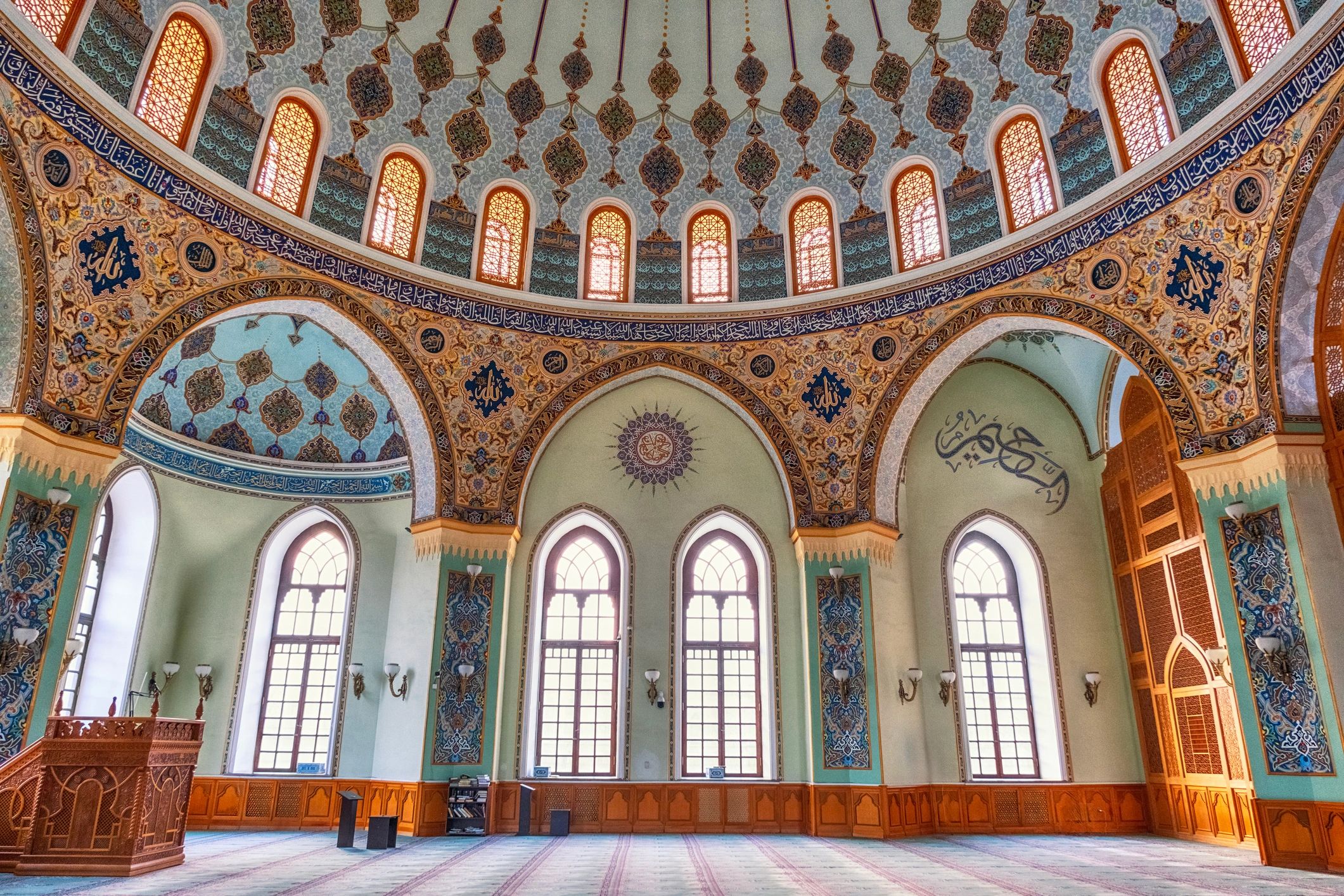 Mosque interior representing a calm place of prayer and reflection